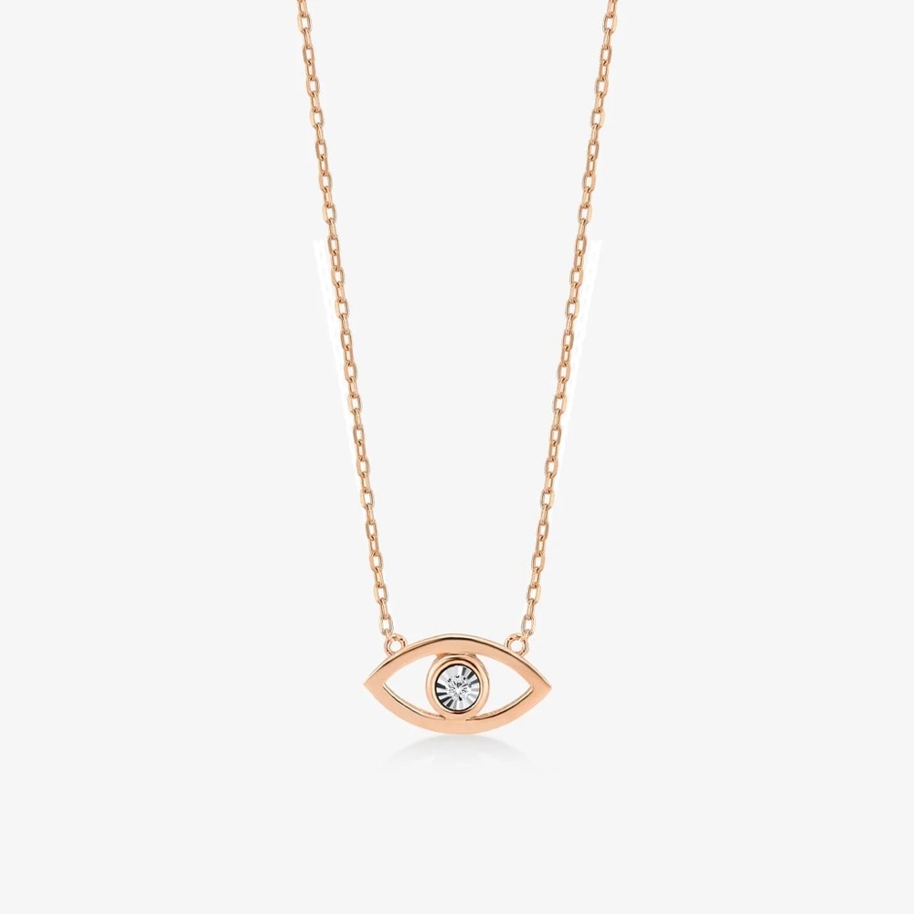 GELIN Diamond Eye Dainty Necklace 14K Solid‎  Rose Gold